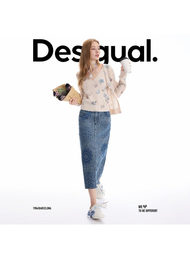 DESIGUAL [Spanish Fashion Luxury] 25 Autumn/Winter New Collection Two-Piece Printed Long Sleeve Women'S Knitted Sweater - Image 3