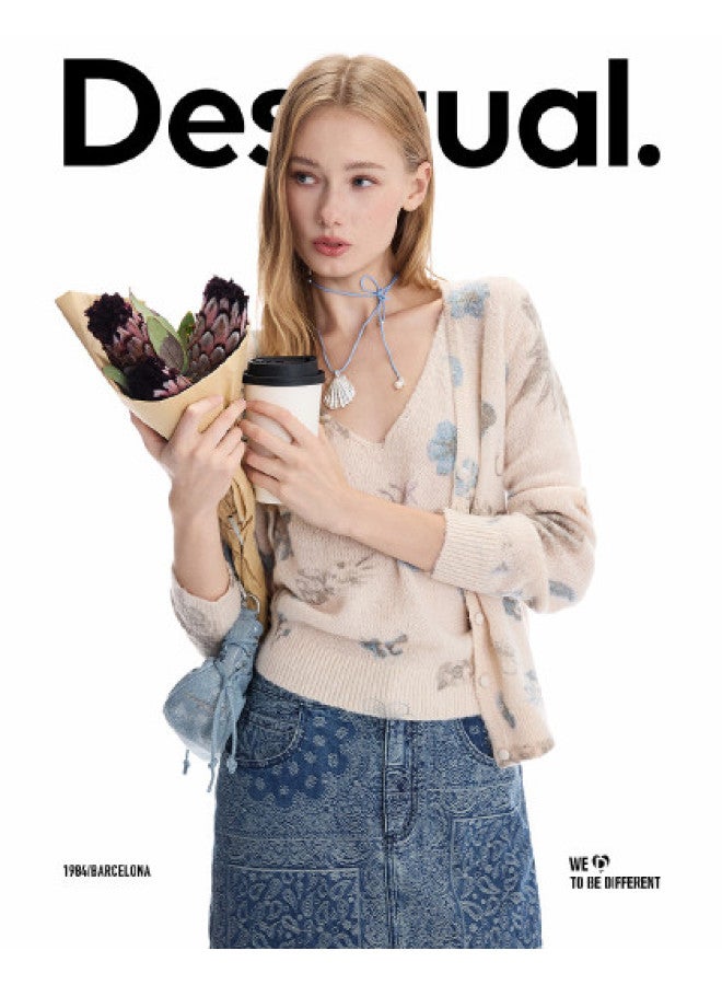 DESIGUAL [Spanish Fashion Luxury] 25 Autumn/Winter New Collection Two-Piece Printed Long Sleeve Women'S Knitted Sweater - Image 1