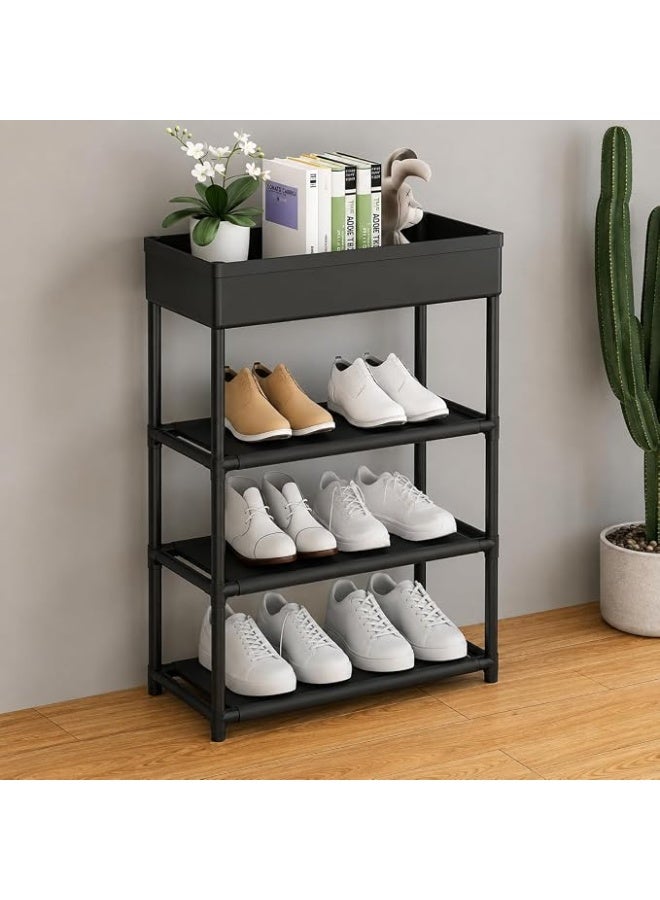 4-Tier Slim Storage Organizer Rack with Top Basket – Space-Saving Narrow Shelf Unit for Kitchen, Bathroom & Shoes - Image 4