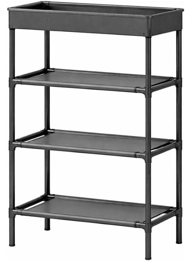 4-Tier Slim Storage Organizer Rack with Top Basket – Space-Saving Narrow Shelf Unit for Kitchen, Bathroom & Shoes - Image 1