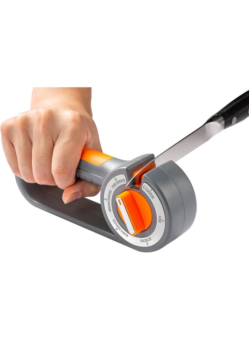 SYOSI Kitchen Knife Sharpener, 6-in-1 Manual Knife Sharpening Tool with Ceramic Rods Diamond and Tungsten Steel Sheets, Multi-Stage Chef Knife Sharpener for Home and Professional Kitchen Use - Image 1