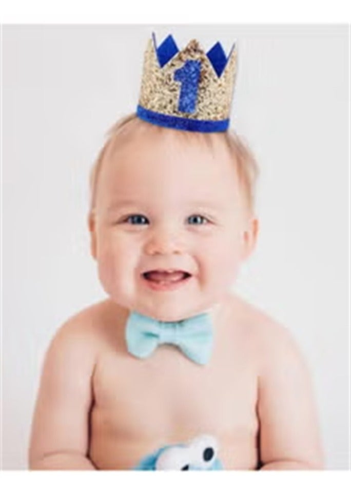 First Birthday Hat, Crown Headbands for Baby, Boy, 1st Party Supplies  - Image 2