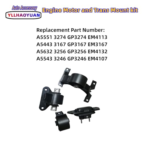 Yllhaoyuan Engine Motor Mount Set Compatible with 2011 2012 2013 2014 2015 2016 2017 2018 2019 Do-dge Journey 3.6L FWD 2011 2012 2013 2014 Do-dge Avenger Chrysler 200 3.6L A5551 A5443 A5632 A5543 - Image 3