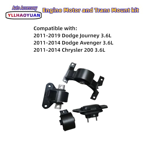 Yllhaoyuan Engine Motor Mount Set Compatible with 2011 2012 2013 2014 2015 2016 2017 2018 2019 Do-dge Journey 3.6L FWD 2011 2012 2013 2014 Do-dge Avenger Chrysler 200 3.6L A5551 A5443 A5632 A5543 - Image 2