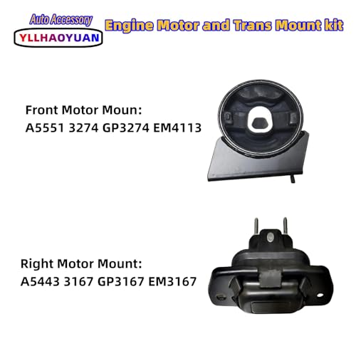Yllhaoyuan Engine Motor Mount Set Compatible with 2011 2012 2013 2014 2015 2016 2017 2018 2019 Do-dge Journey 3.6L FWD 2011 2012 2013 2014 Do-dge Avenger Chrysler 200 3.6L A5551 A5443 A5632 A5543 - Image 5