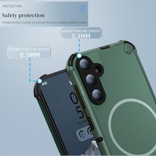 KARWAN Tough Shockproof Back Case Cover Compatible with Samsung S25 Dual Layer Armor Protection with Matt Finish,Edge Guard Bumper Heavy Duty Cover with Magnetic MagEase Wireless Charging (Green) - Image 2