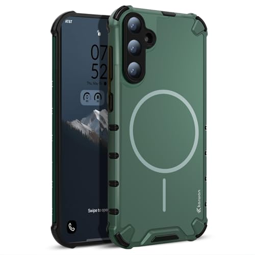 KARWAN Tough Shockproof Back Case Cover Compatible with Samsung S25 Dual Layer Armor Protection with Matt Finish,Edge Guard Bumper Heavy Duty Cover with Magnetic MagEase Wireless Charging (Green) - Image 1