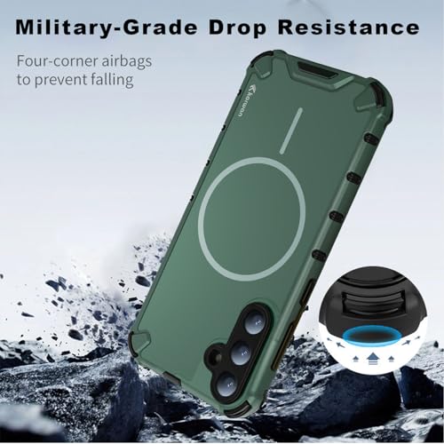 KARWAN Tough Shockproof Back Case Cover Compatible with Samsung S25 Dual Layer Armor Protection with Matt Finish,Edge Guard Bumper Heavy Duty Cover with Magnetic MagEase Wireless Charging (Green) - Image 4