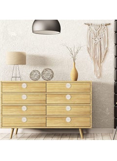 KASTWAVE Wooden Drawer Knobs, Rattan Dresser Knobs Round Handmade Wicker Woven and Screws for Boho Furniture Knobs Cabinets Dresser Handles Hardware Pulls Cabinet Knobs White 40*30mm  - Image 4