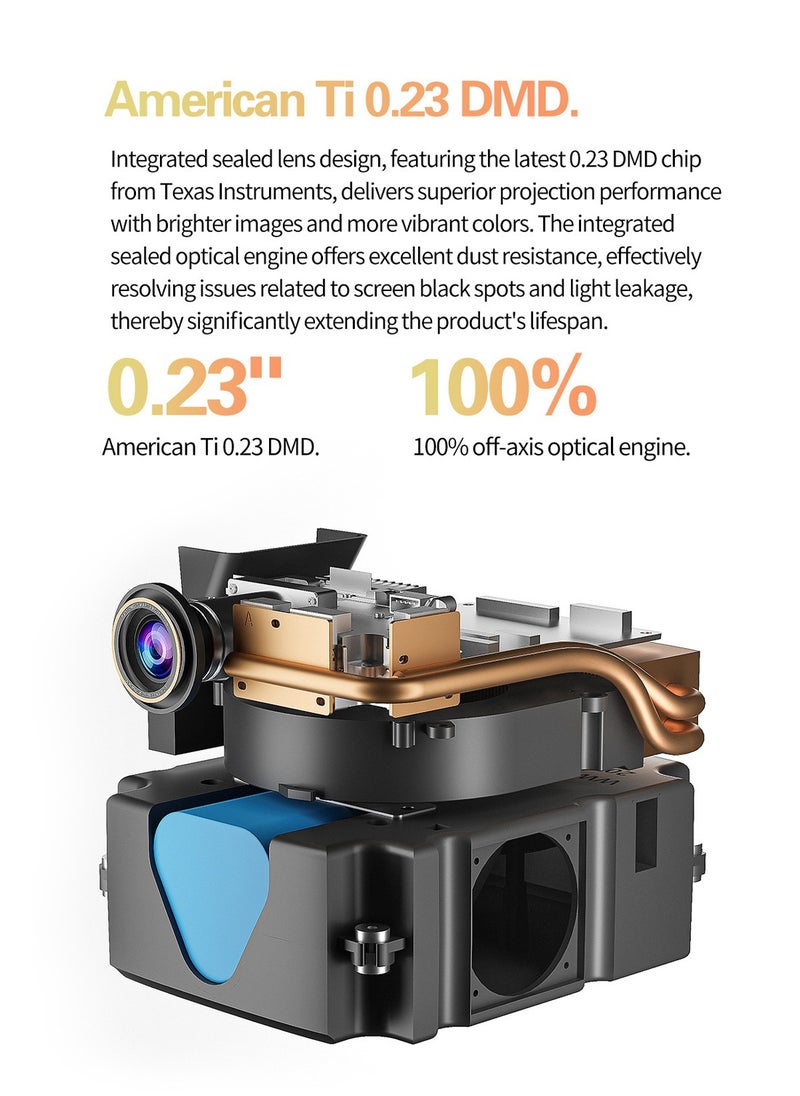 3D Mini Portable 4K DLP Smart Projector, 2+32GB, with ATV System, 15000mAh, Android 11, 5G WiFi, for Outdoor and Indoor, S8 Black Gray