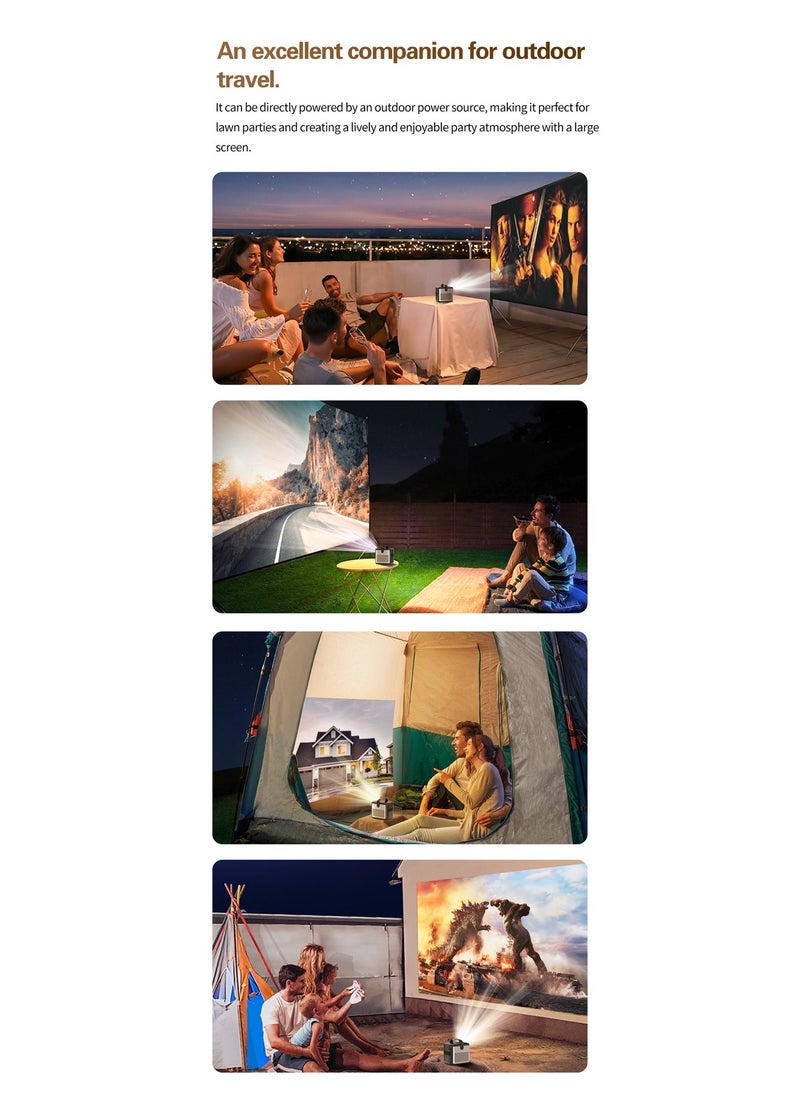 3D Mini Portable 4K DLP Smart Projector, 2+32GB, with ATV System, 15000mAh, Android 11, 5G WiFi, for Outdoor and Indoor, S8 Black Gray