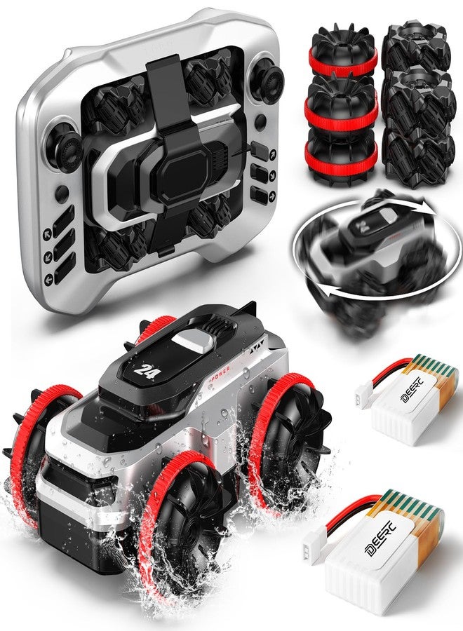 DEERC Amphibious Remote Control Car - Waterproof RC Stunt Car for Kids with 360° Spins, 50 Min Batteries,High-Speed, All-Terrain,Portable Summer Gift & Pool Toys for Girls & Boys - Image 1