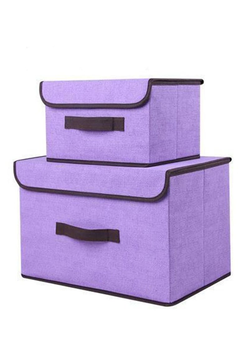 Deo King 2-Piece Foldable Cloth Storage Box Purple - Image 1