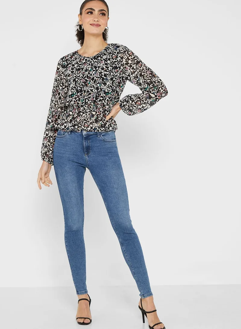 ONLY Puffed Sleeves Printed Top