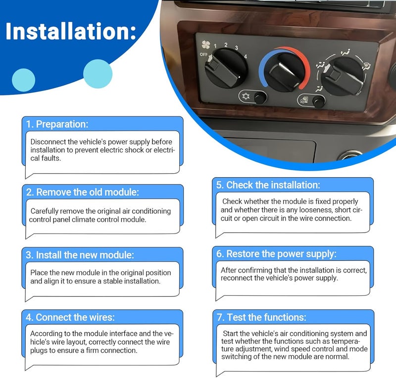 CULMKARI A/C Control Panel Climate Control Module for 2001-2005 Mack Ch613 cv713 - Image 4