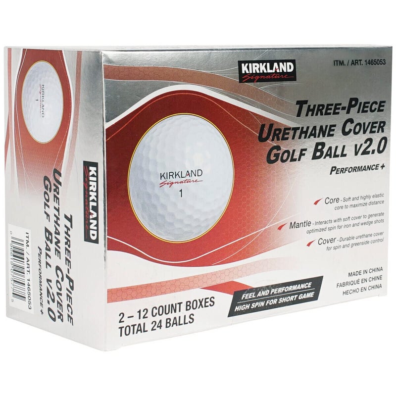 Kirkland Signature Three-Piece Urethane Cover Golf Ball v2.0 Performance + Total of 24 Balls, White - Image 1