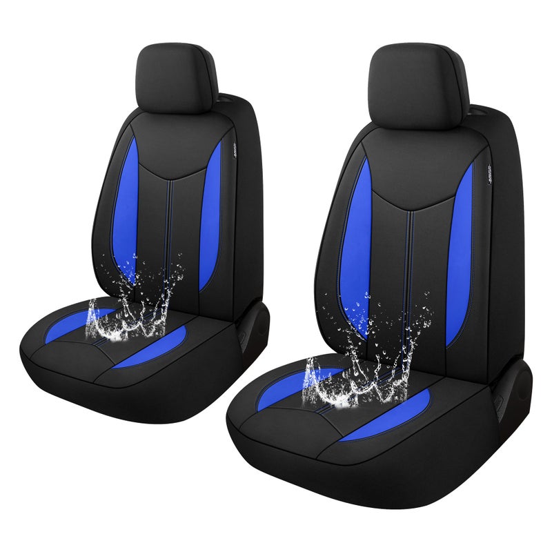 CAROMOP Neoprene Car Seat Cover 2 Front Seats Waterproof Seat Covers for Cars Universal Fit for Most Car Interior CoversSedan Truck SUVBlackBlue