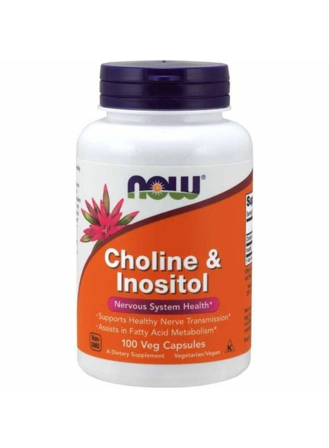 now Choline and Inositol 500mg, 100 Capsules (Pack of 2) - Image 1
