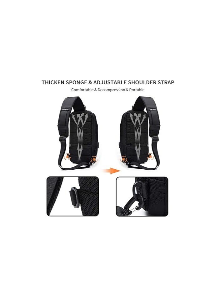 FANDARE Anti theft sling bag, new men's bag with USB charging port, reflective stripes, shoulder bag, bicycle camping and cycling day bag, waterproof polyester - Image 4