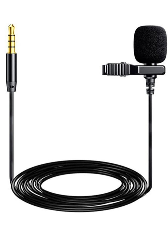 Microphone JMARY MC-R1 - Professional Lavalier Lapel Microphone Omnidirectional Condenser Mic for Mobile Recording Mic for YouTube Video Interview -Black