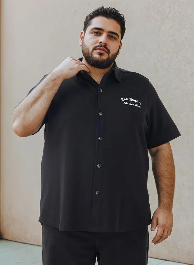 سبلاش فيڤ قميص مقاس كبير مطبوع بأكمام قصيرة