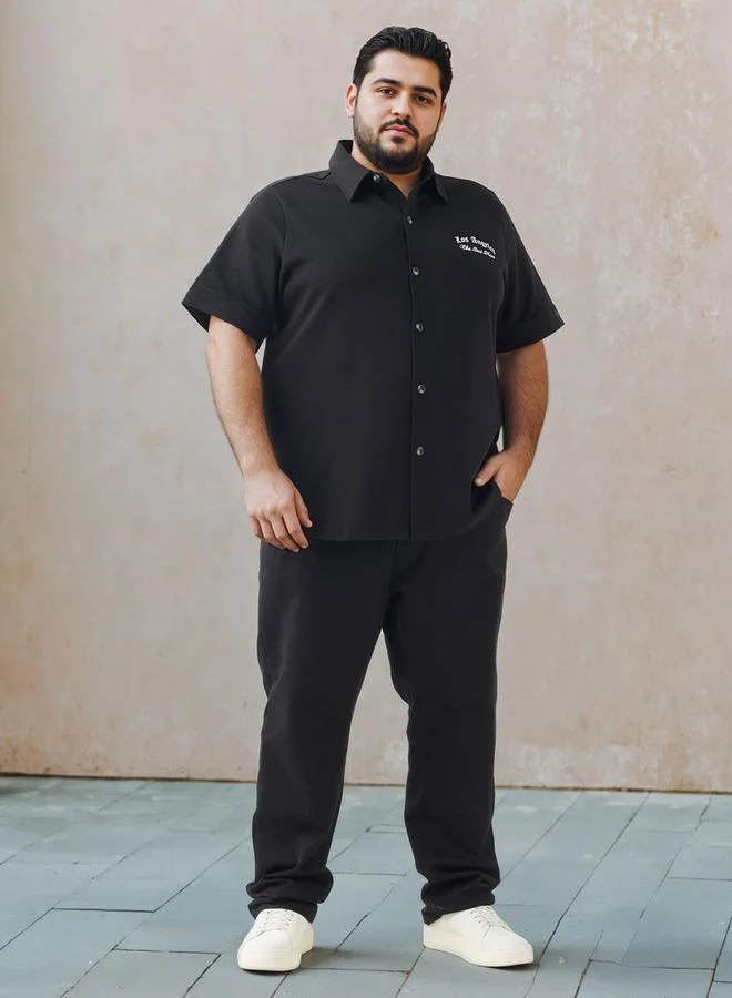 سبلاش فيڤ قميص مقاس كبير مطبوع بأكمام قصيرة