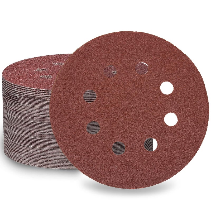 LESNIC Sanding Sheets,125mm Sanding Discs Pads Hook and Loop 40/60/80/100/120/180/240/320/400/800 Grits Sandpaper Sheet for Orbit Orbital Sander and All Oscillating Tools (80# x 50pcs) - Image 1