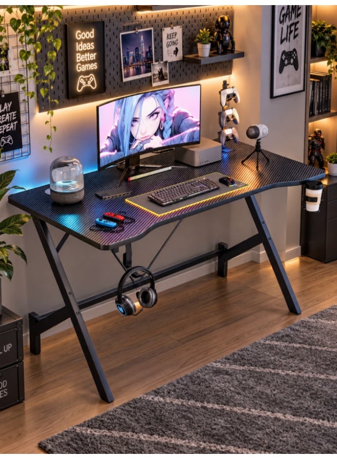 ALIVINGHOME ALIVINGHOME Gaming Table With Headphone Hook Cup Holder Z2F515F36172C7A56A352Z