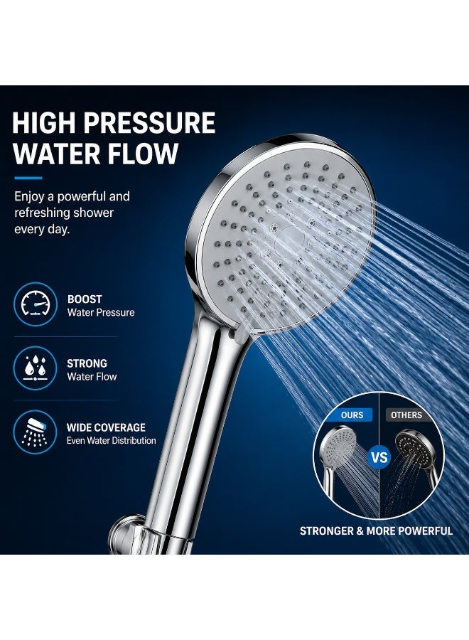 Lukadah Premium High-Pressure Handheld Shower Head Set with Stainless Steel Hose & Wall Holder – Universal Bathroom Shower Spray Gun with Easy Installation, Water Saving Rain Shower Head for Home, Bathroom - Image 2