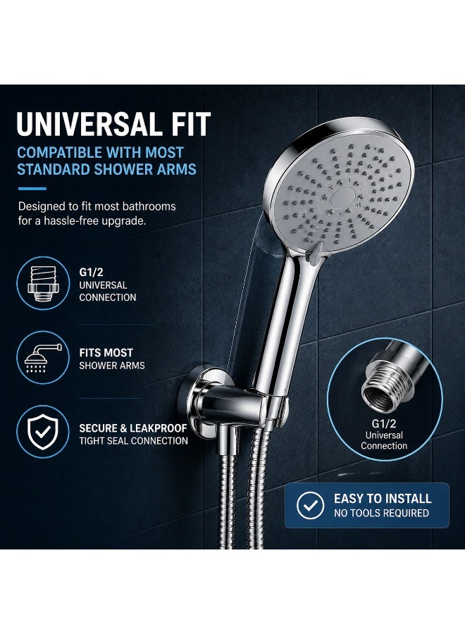 Lukadah Premium High-Pressure Handheld Shower Head Set with Stainless Steel Hose & Wall Holder – Universal Bathroom Shower Spray Gun with Easy Installation, Water Saving Rain Shower Head for Home, Bathroom - Image 3