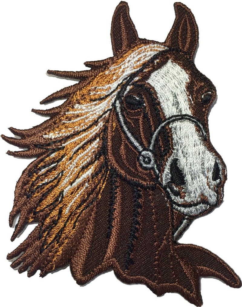 Papapatch Horse Head Riding Racing Farm Kids Children Baby Jeans Jacket Bag Sewing Iron on Embroidered Applique Emblem Badge Costume Patch - Brown (Iron-Horse-Head-BRW) - Image 5