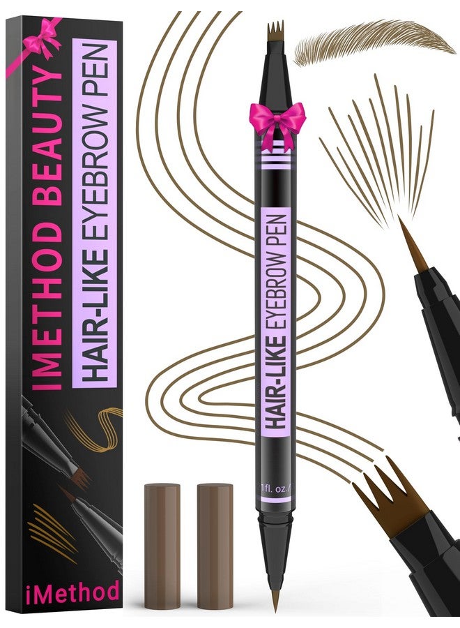 iMethod Eyebrow Pen - Eyebrow Pencil Magic 2-in-1 Eye Brow Pencils for Women with 4-Fork-Tip and Precise Brush-Tip Create Natural Hair-Like Brows, Last All Day, Microblading Eyebrow Pen, Brown - Image 1