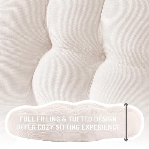 Degrees of Comfort Meditation Floor Pillow, Round Large Pillows Seating for Adults, Tufted Corduroy Cushion for Living Room Tatami, Beige 22 Inch - Image 4