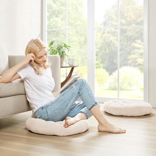 Degrees of Comfort Meditation Floor Pillow, Round Large Pillows Seating for Adults, Tufted Corduroy Cushion for Living Room Tatami, Beige 22 Inch - Image 5