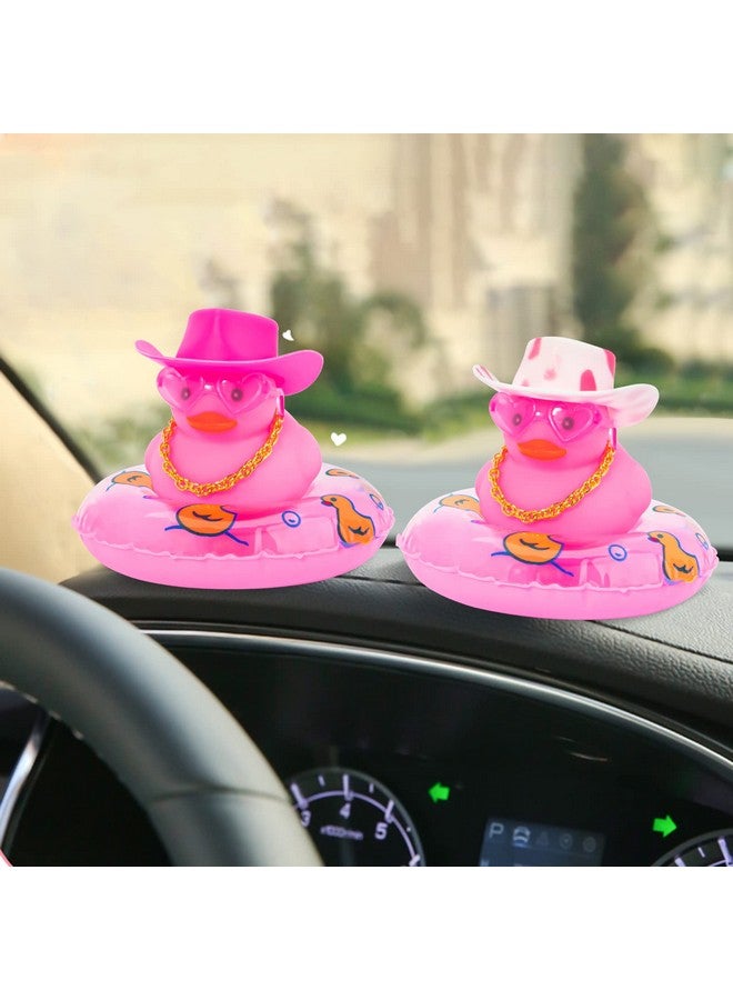 wonuu 2PCS Car Decor Rubber Ducks Cute Pink Car Accessories Rubber Duck Dashboard Decorations Rubber Ducky Dashboard Duck Car Accessories Car Duck Car Decorations Car Ducks for Dashboard - Image 4