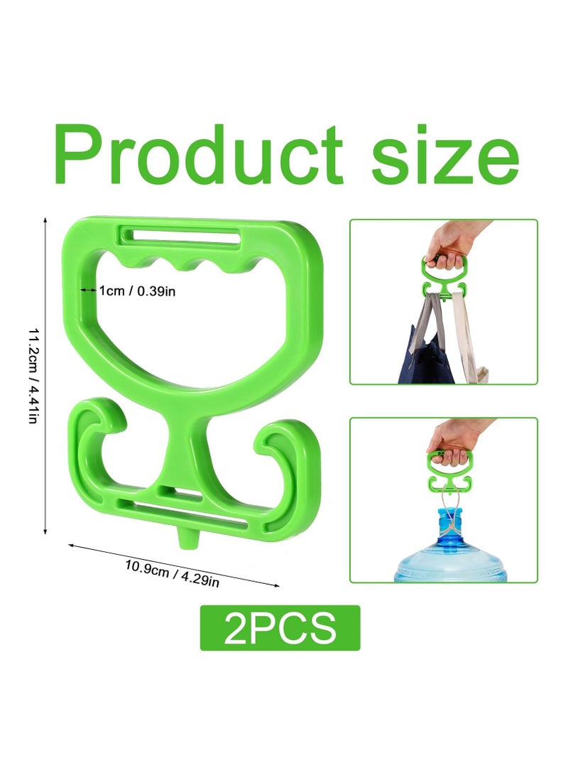 CMGTYYD 2pcs Grocery Bag Carrier, Green Grocery Bag Holder Rack with Comfortable Grip Handle Holder Carrier for Carrying Shopping Buckets and More - Image 2