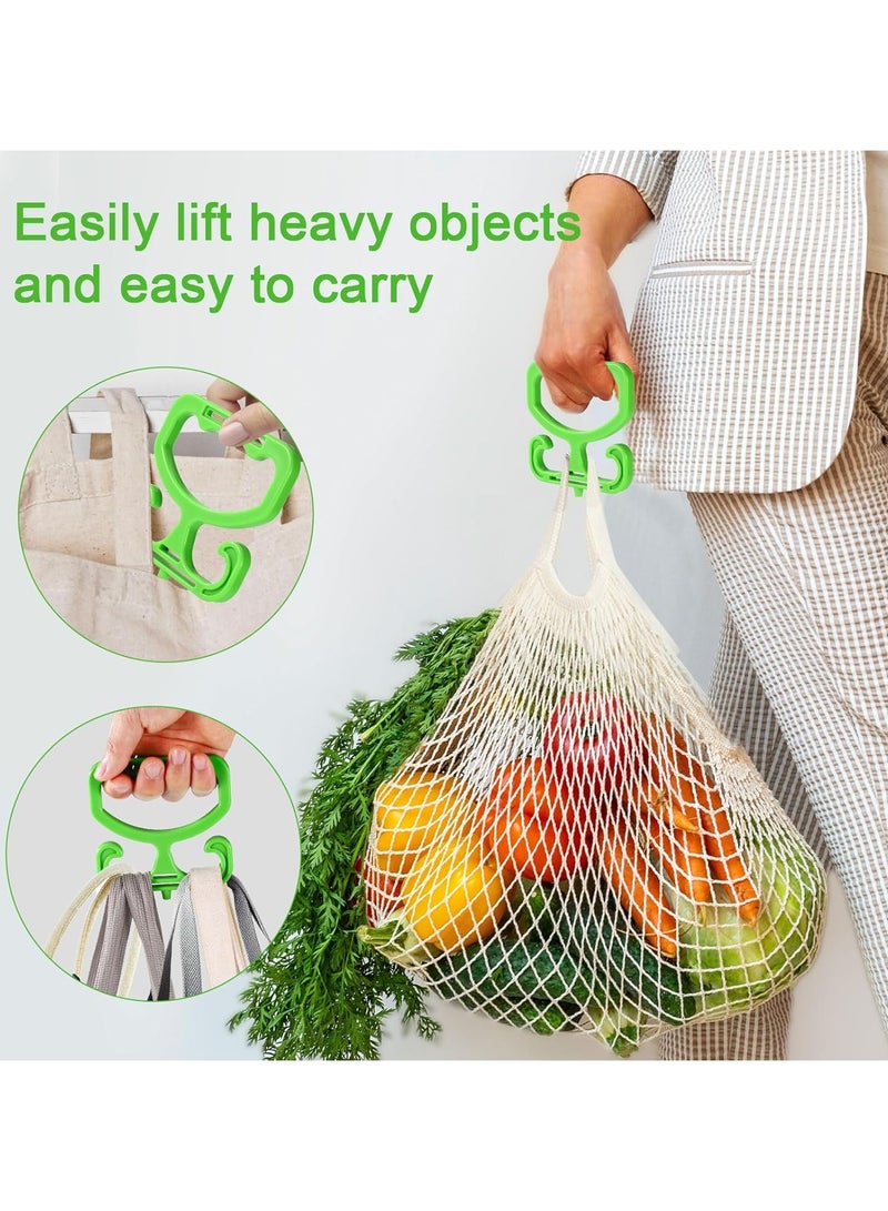 CMGTYYD 2pcs Grocery Bag Carrier, Green Grocery Bag Holder Rack with Comfortable Grip Handle Holder Carrier for Carrying Shopping Buckets and More - Image 3