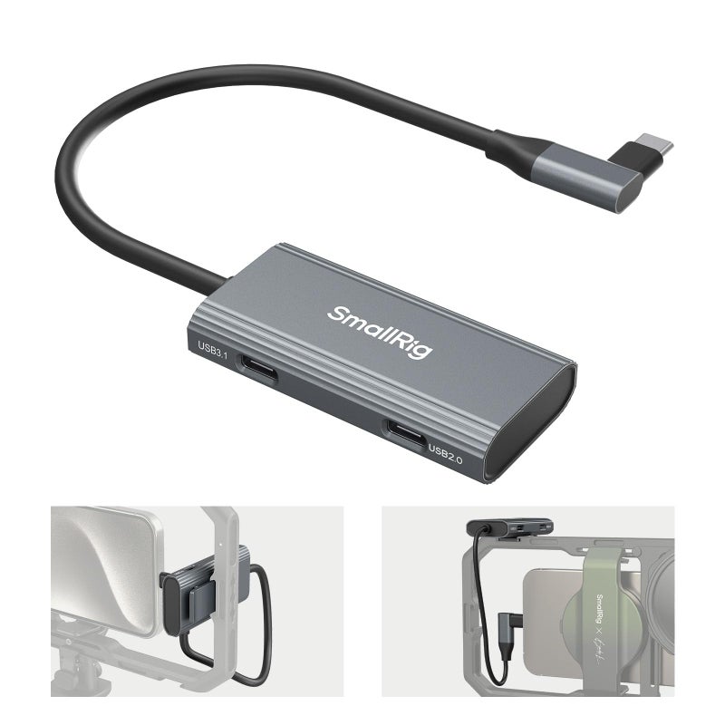 SmallRig 4-in-1 USB-C Hub with a Cold Shoe Mount, Type- C Multiport Hub with PD 100W / USB-C 3.1/2.0 with Audio Adapter x 2, for Mobile Shooting of ProRes Videos at 4K 60fps - 4598 - Image 1