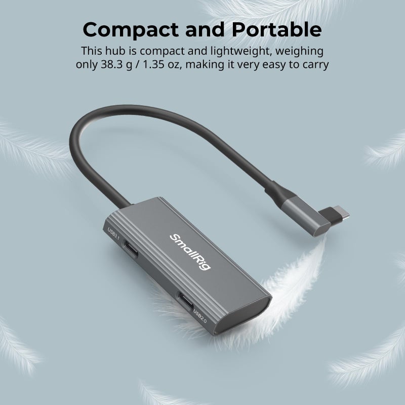SmallRig 4-in-1 USB-C Hub with a Cold Shoe Mount, Type- C Multiport Hub with PD 100W / USB-C 3.1/2.0 with Audio Adapter x 2, for Mobile Shooting of ProRes Videos at 4K 60fps - 4598 - Image 5