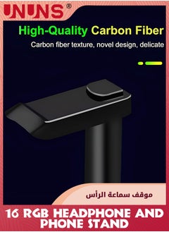 UNUNS RGB Headphone Stand With USB C,Dorm/Room Desktop Gaming Headset Holder And Phone Stand,Durable Gamer Earphone Hanger Rack With 16 RGB Light Modes,For PC,Gamer Accessories,Black  - Image 5
