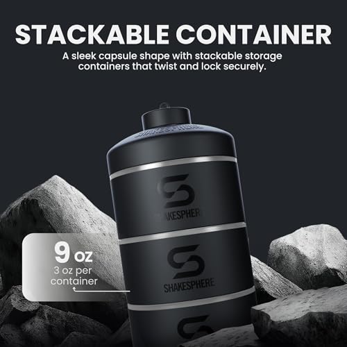 SHAKESPHERE Stackable Snack Containers - Leak-Resistant Travel Snack Container for Supplements, Protein, Nuts - 3 Twist-Lock Cups - Portable Food Storage for Gym, Office, Lunch, & School - Frosted - Image 4