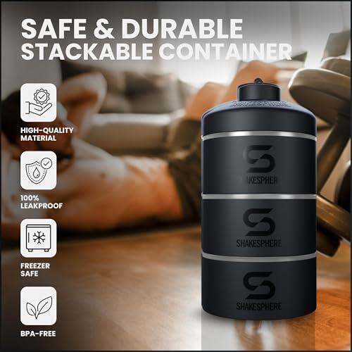 SHAKESPHERE Stackable Snack Containers - Leak-Resistant Travel Snack Container for Supplements, Protein, Nuts - 3 Twist-Lock Cups - Portable Food Storage for Gym, Office, Lunch, & School - Frosted - Image 5