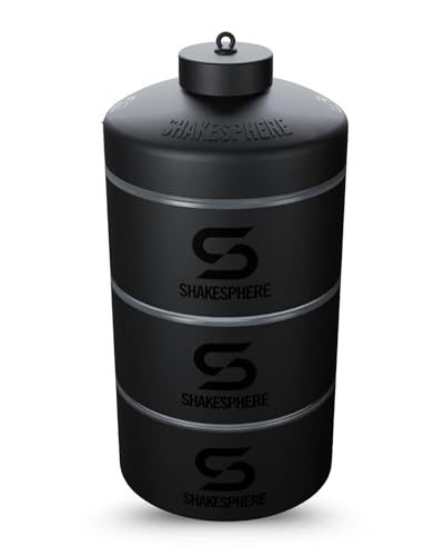 SHAKESPHERE Stackable Snack Containers - Leak-Resistant Travel Snack Container for Supplements, Protein, Nuts - 3 Twist-Lock Cups - Portable Food Storage for Gym, Office, Lunch, & School - Frosted - Image 1