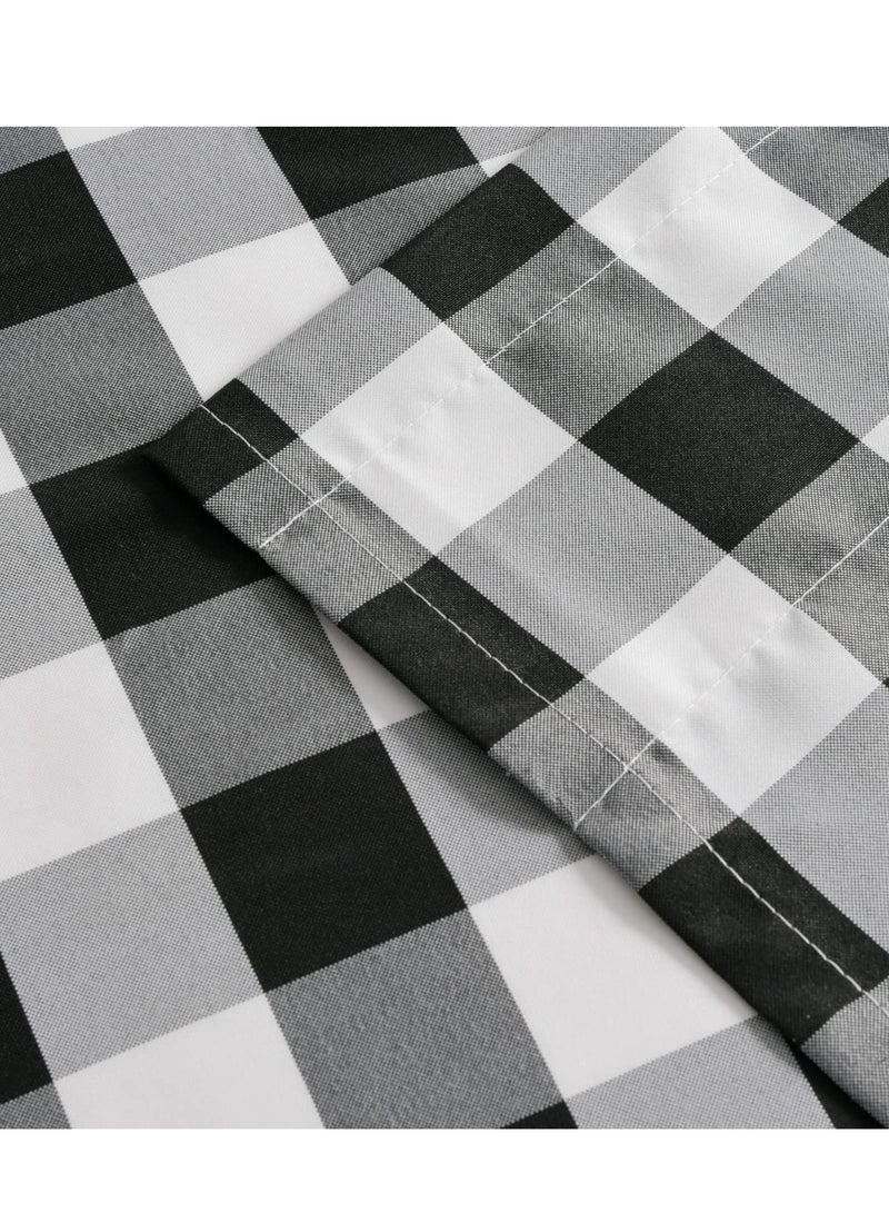 Excefore Buffalo Check Valance Window Curtains, 52 x 18 Inches Length, Semi Sheer Checkered Rod Pocket Valance Black and White Plaid for Bedroom Living and Dining Room - Image 5