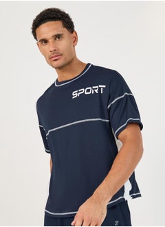Styli Slogan Print Stretch Oversized T-Shirt with Contrast Detail  - Image 3