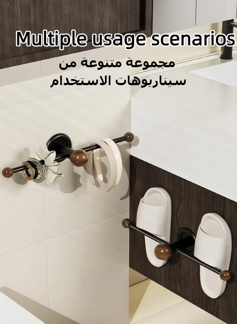 60 سم الفضاء الألومنيوم + جوز الخشب لا حفر منشفة بار، ضوء الموضة الفاخرة حمام ومطبخ منشفة حامل، الجدار المنشفة رف للحمام، المطبخ، غرفة النوم - Image 5