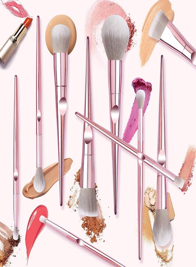 COSLUXE Makeup Brushes Set, 10 Pcs Makeup Brushes Premium Synthetic Eyeshadow Contour Highlight Foundation Professional Makeup Brush Set with Cosmetic Bag for Women Girls - Image 4