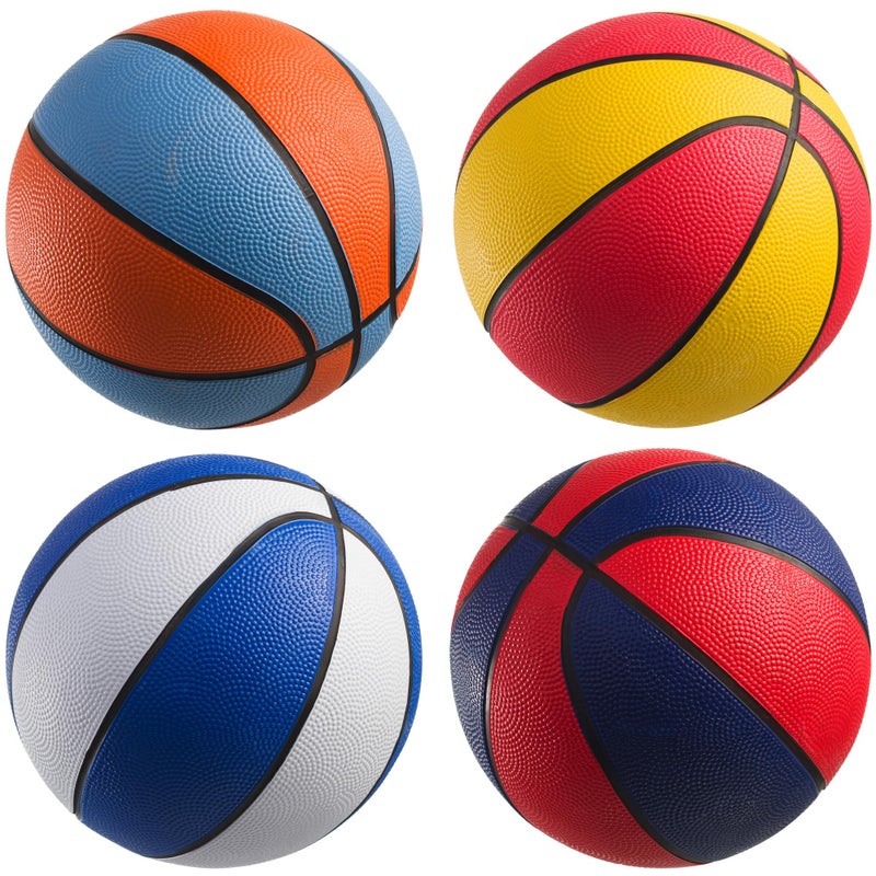 PlayBolt Rubber Mini Basketballs 7 Inch Size 3 Pack of 4 Pool Basketball for Kids in Assorted Colors Indoor Outdoor Boys Girls for Small Hoops Game Prizes Arcade Games wPump - Image 2