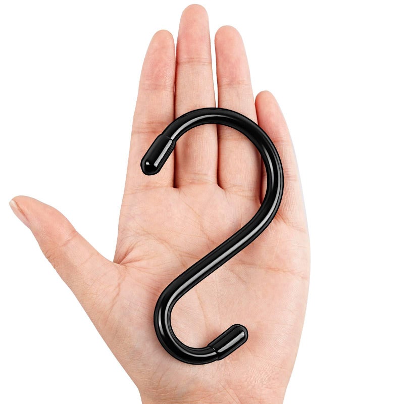 Dreecy 4 Inch Heavy Duty S Hooks for Hanging 10 Pack S Hooks for Closet Metal Black Vinyl Coated S Hook for Hanging Plants Jeans Clothes Purse Jewelry Pot Pans CupsNon Slip Closet S Hook