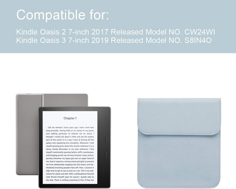WALNEW 7'' Sleeve for Kindle Oasis - Protective Insert Sleeve Case Cover Bag Fits Kindle Oasis 10th Generation 2019 / 9th Generation 2017, Lightblue - Image 2